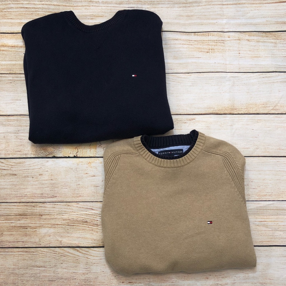 ‼️COMBO‼️ 2 Tommy Hilfiger Sweaters Khaki & Navy L